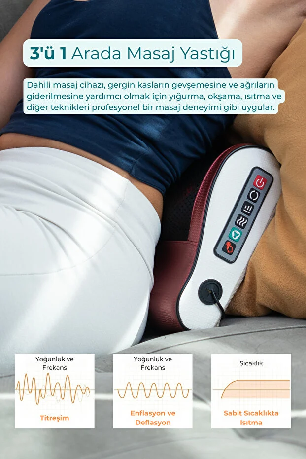 Elektrikli Boyun Bel Sırt Ovmalı Isıtmalı Yoğurmalı Çok Amaçlı Masaj Yastığı